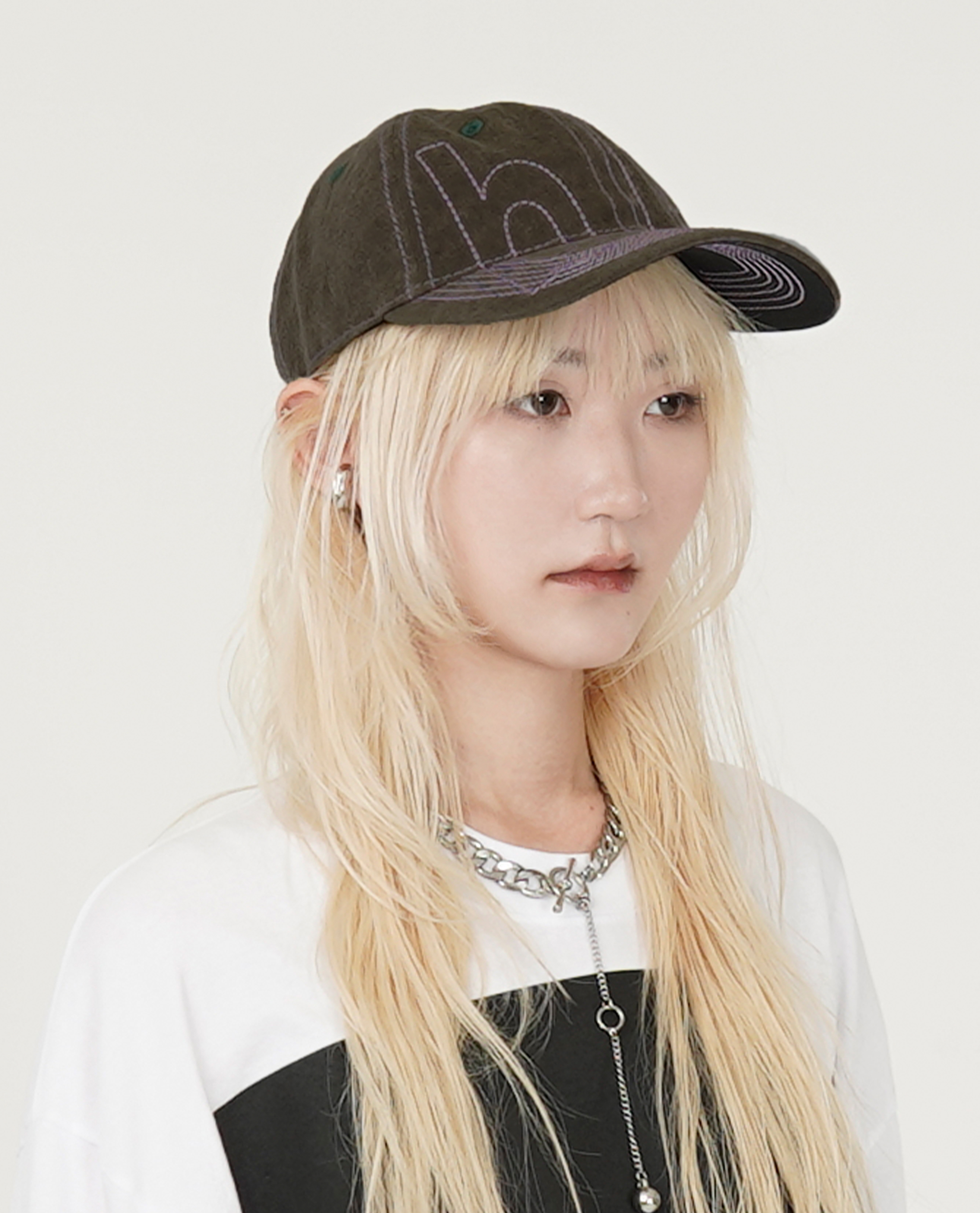 b.Eautiful Vapor 6 Panel Hat (Washed Charcoal / Purple) - 25SS