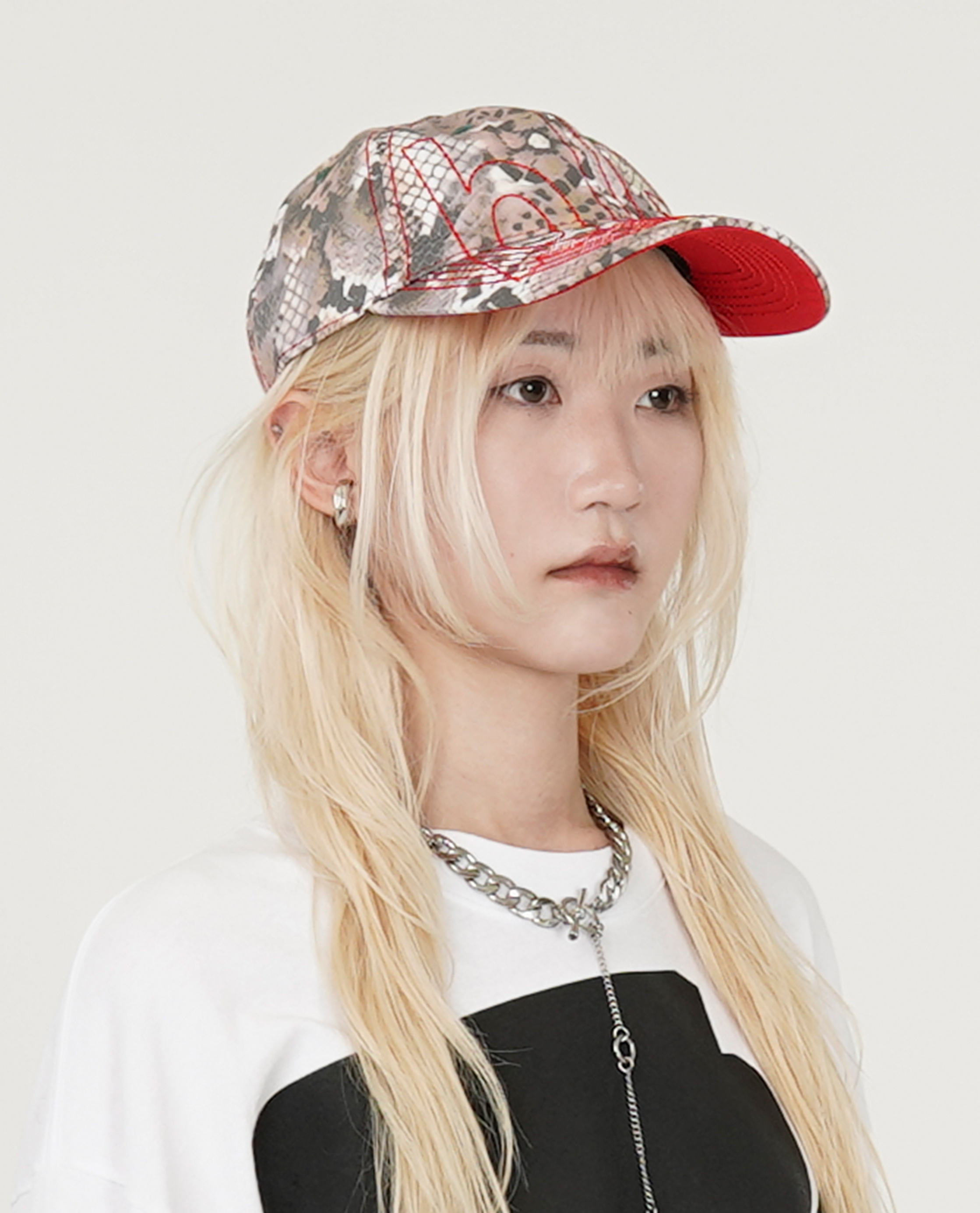 b.Eautiful Vapor 6 Panel Hat (Snake / Red) - 25SS