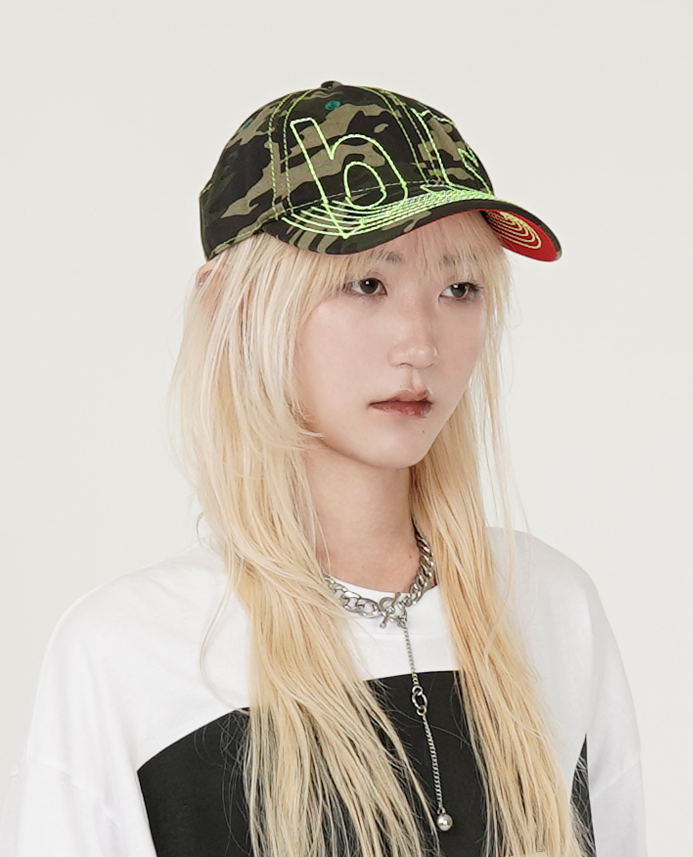 b.Eautiful Vapor 6 Panel Hat (Drill Camo / Neon Yellow) - 25SS