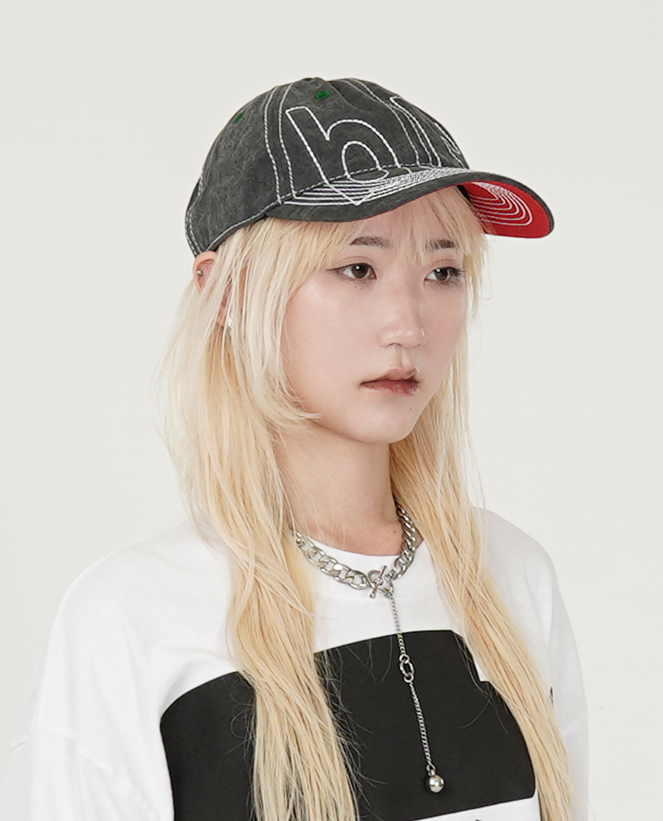 b.Eautiful Vapor 6 Panel Hat (Off-Black / White) - 25SS