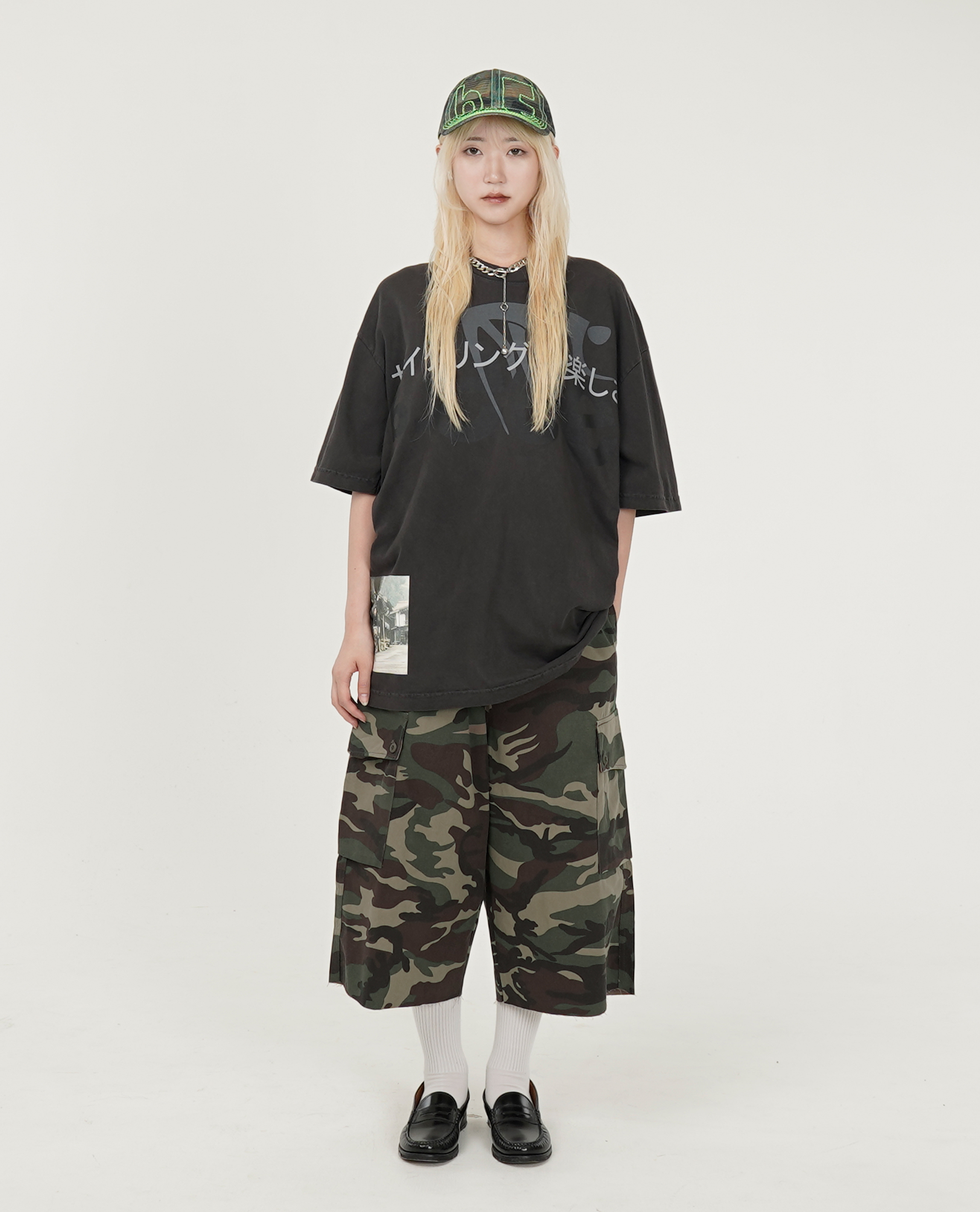 迷彩可調腰8分工作褲