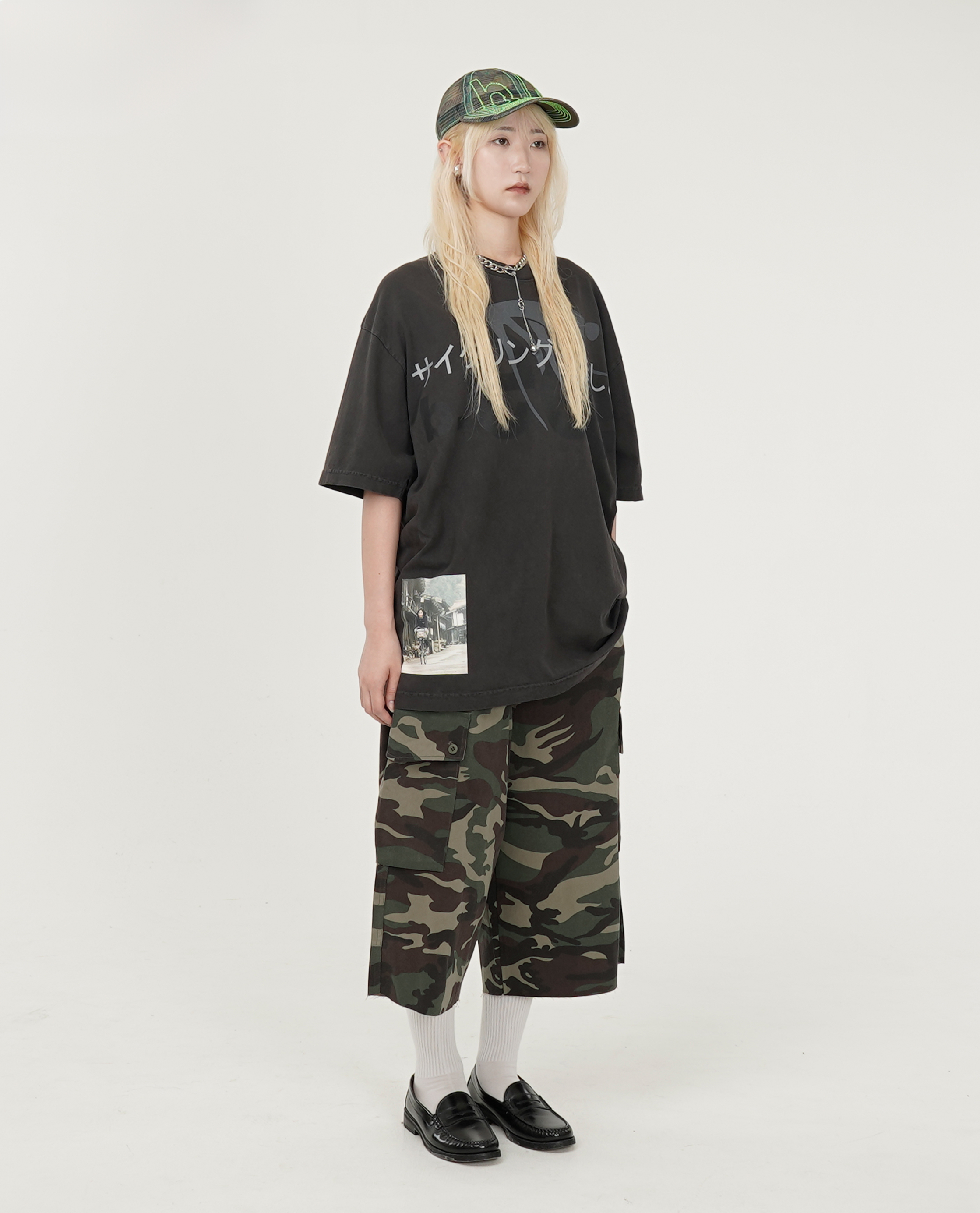 迷彩可調腰8分工作褲