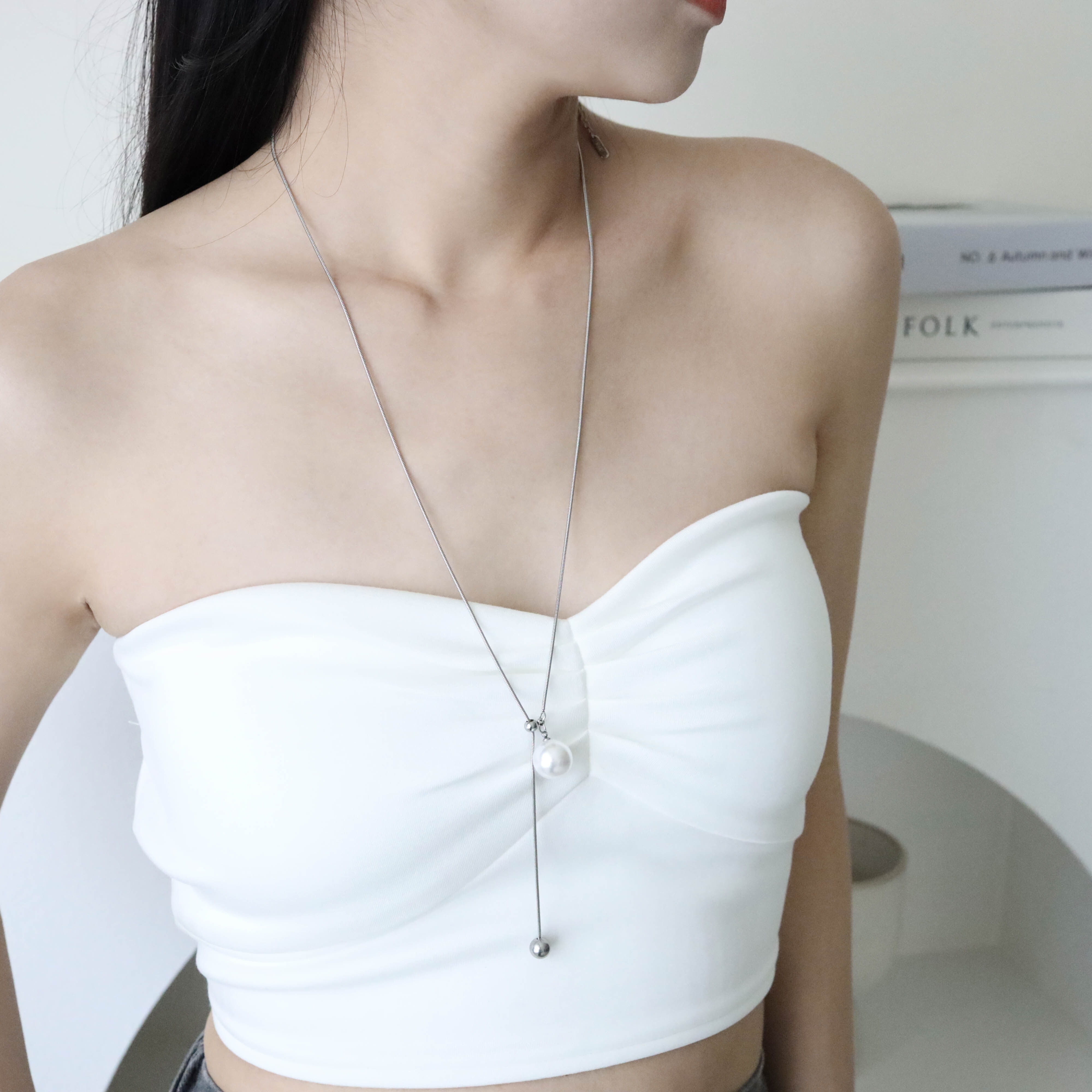 不怕水可調節珍珠長項鍊