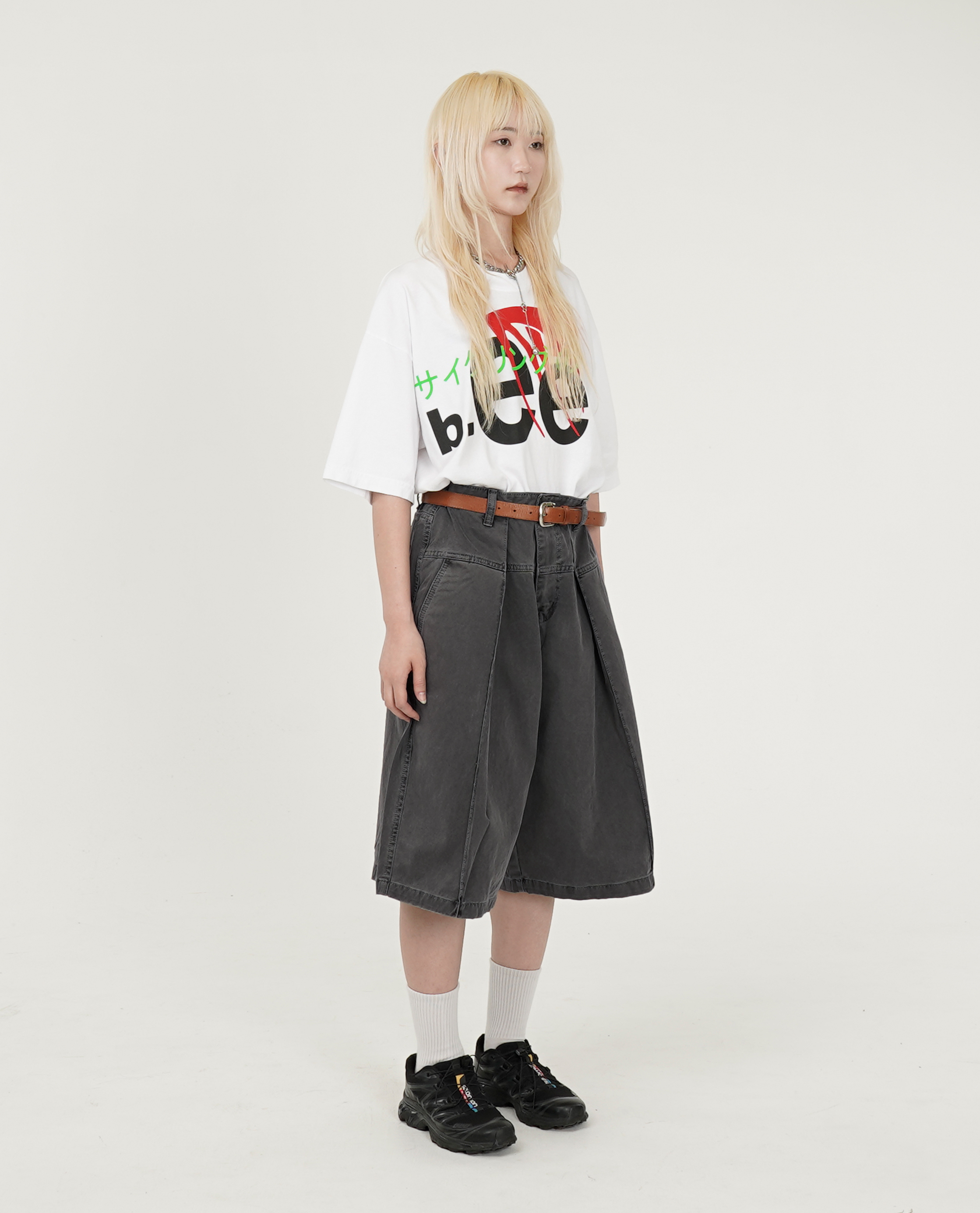 水洗前大打摺膝下褲