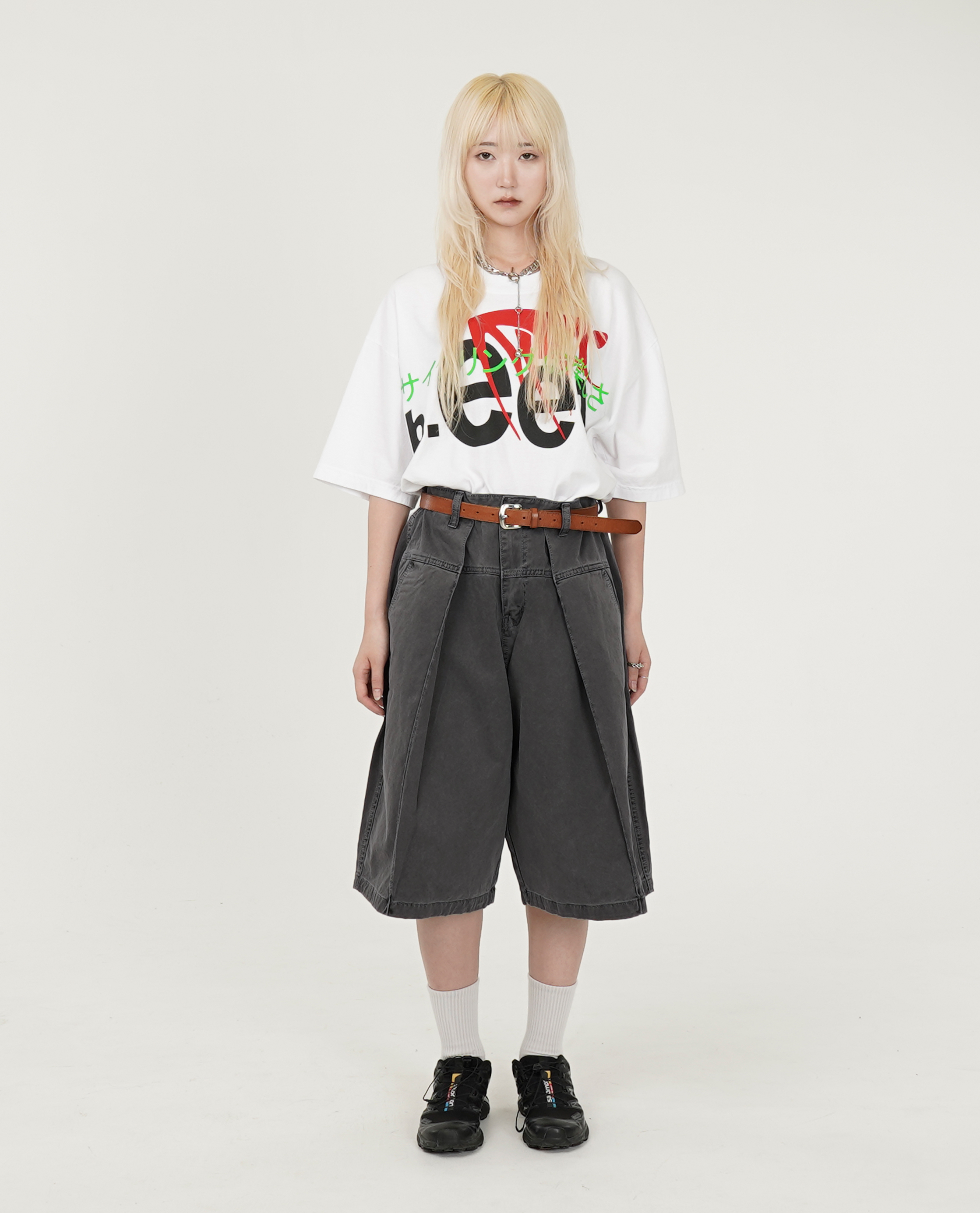 水洗前大打摺膝下褲