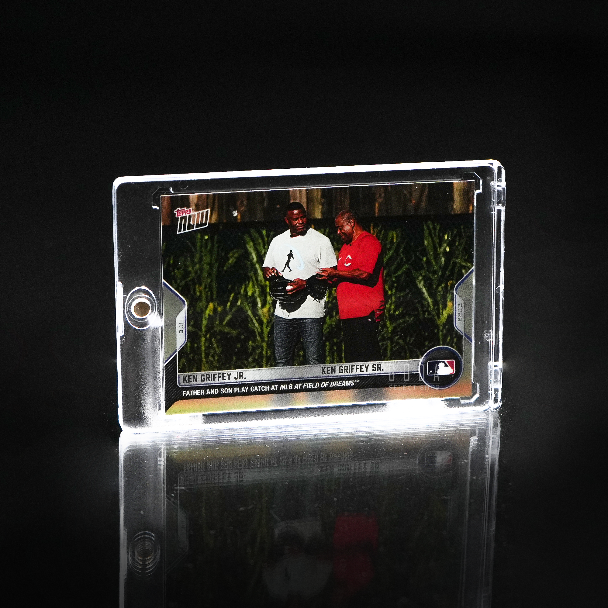 2022 TOPPS NOW #690 KEN GRIFFEY JR. & KEN GRIFFEY SR. PLAY CATCH FIELD OF DREAMS