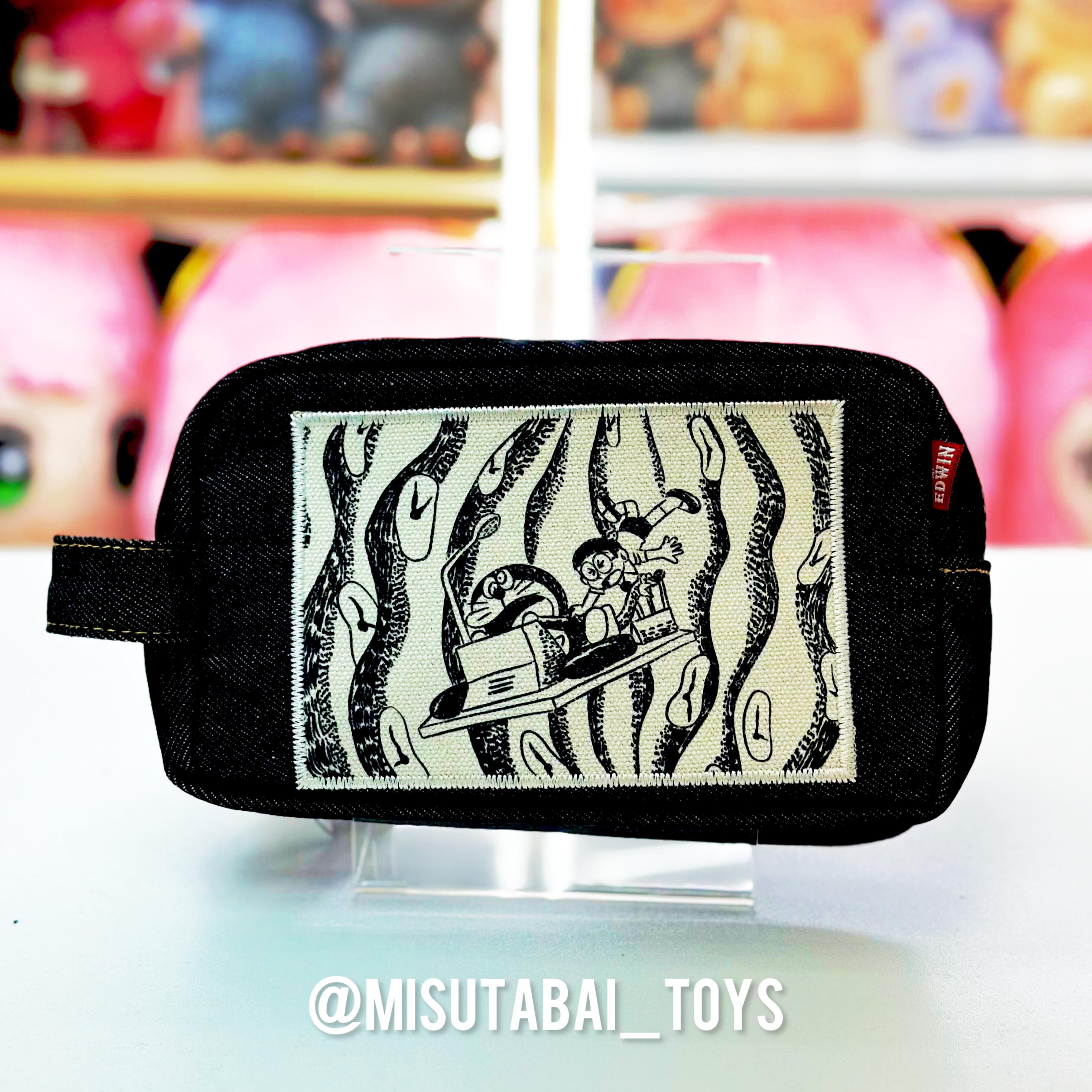 Doraemon EDWIN Denim Square Pouch Accessory Case