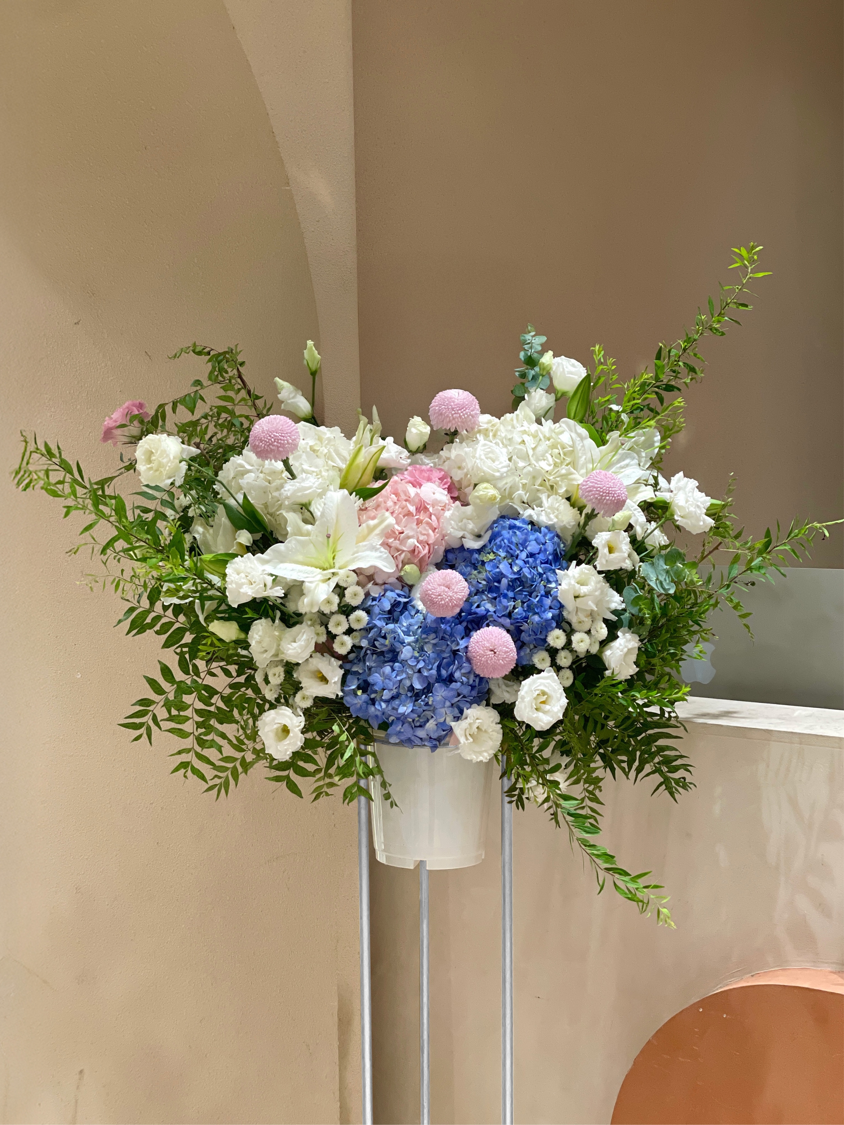 Colorful・粉藍系鮮花高架花籃 開幕花籃