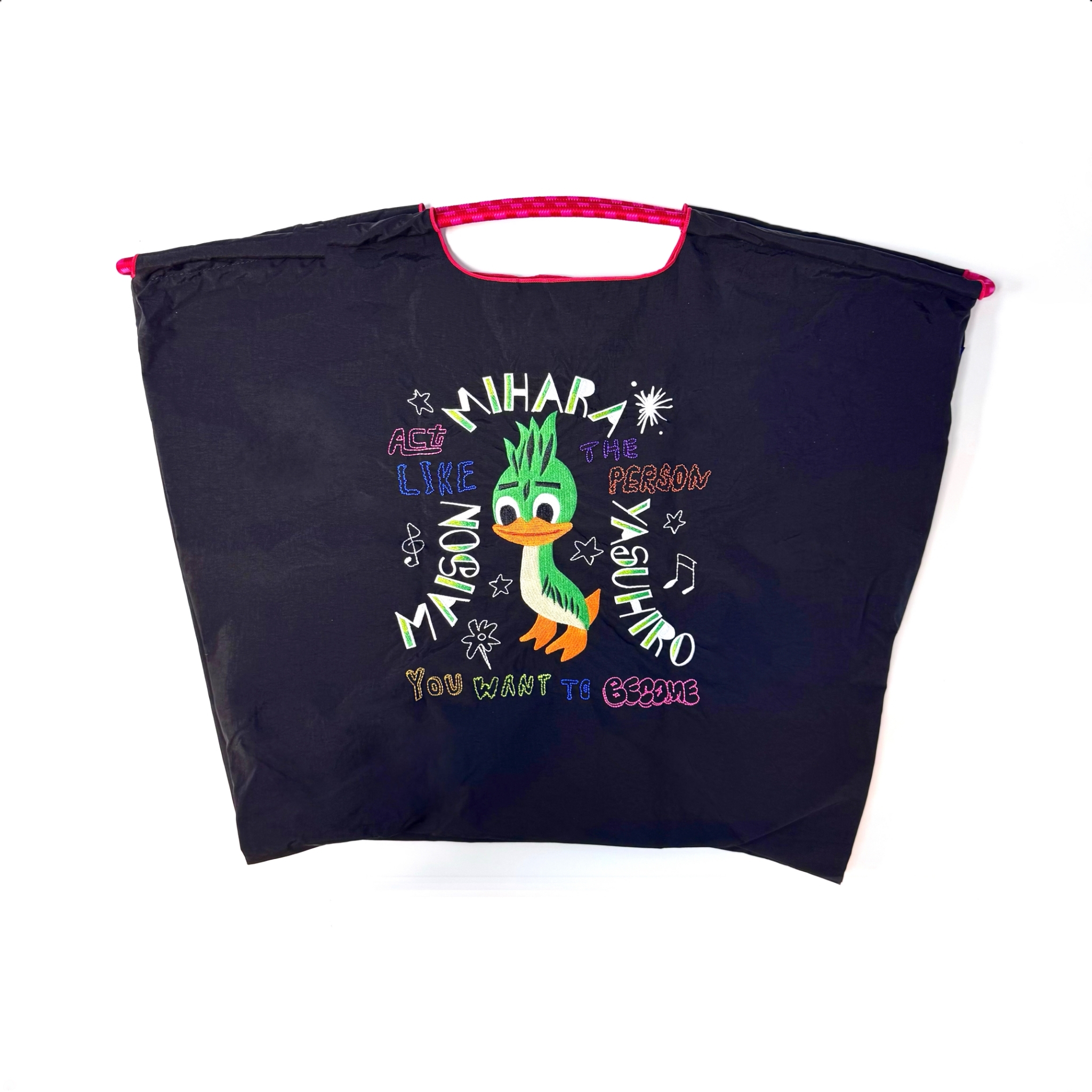 Ball＆Chain 刺繡環保購物袋 L號 - 黑 (30710101)