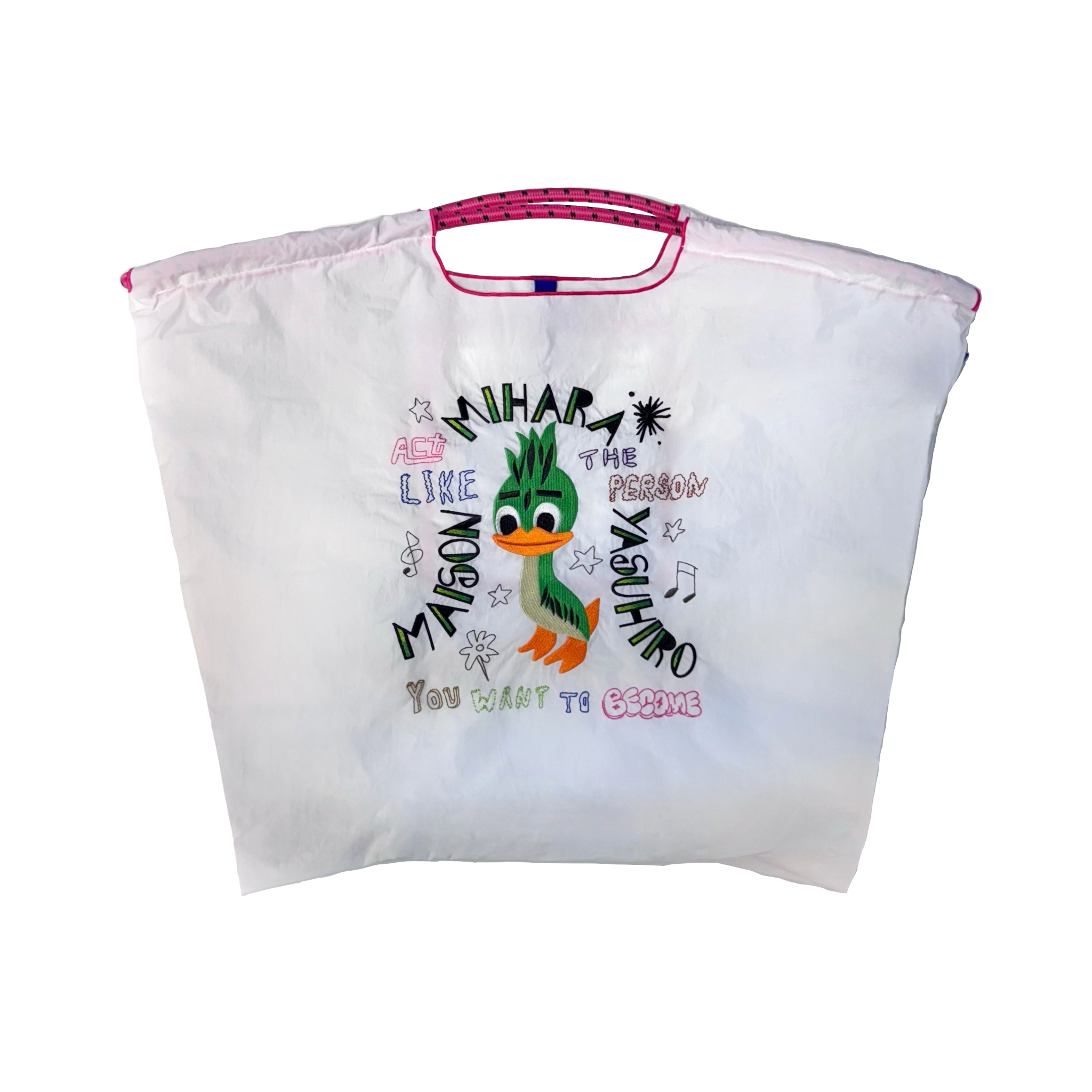 Ball＆Chain 刺繡環保購物袋 L號 - 白 (30710104)