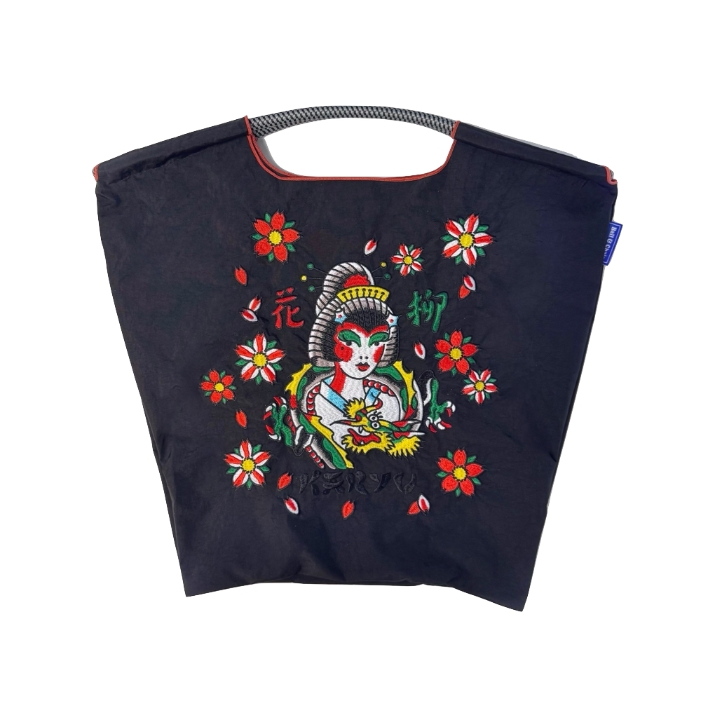 Ball＆Chain 刺繡環保購物袋 M號 - 黑 (33400101)