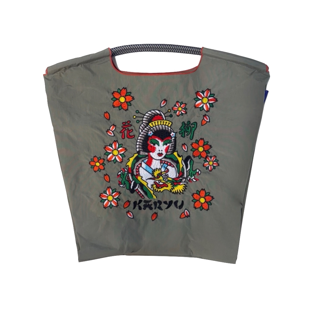 Ball＆Chain 刺繡環保購物袋 M號 - 灰 (33400182)