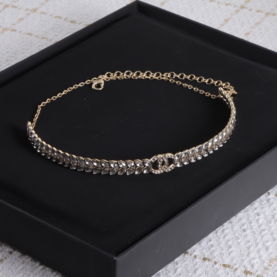 18k”香奶奶23s麥穗滿鑽高奢定製項鍊choker