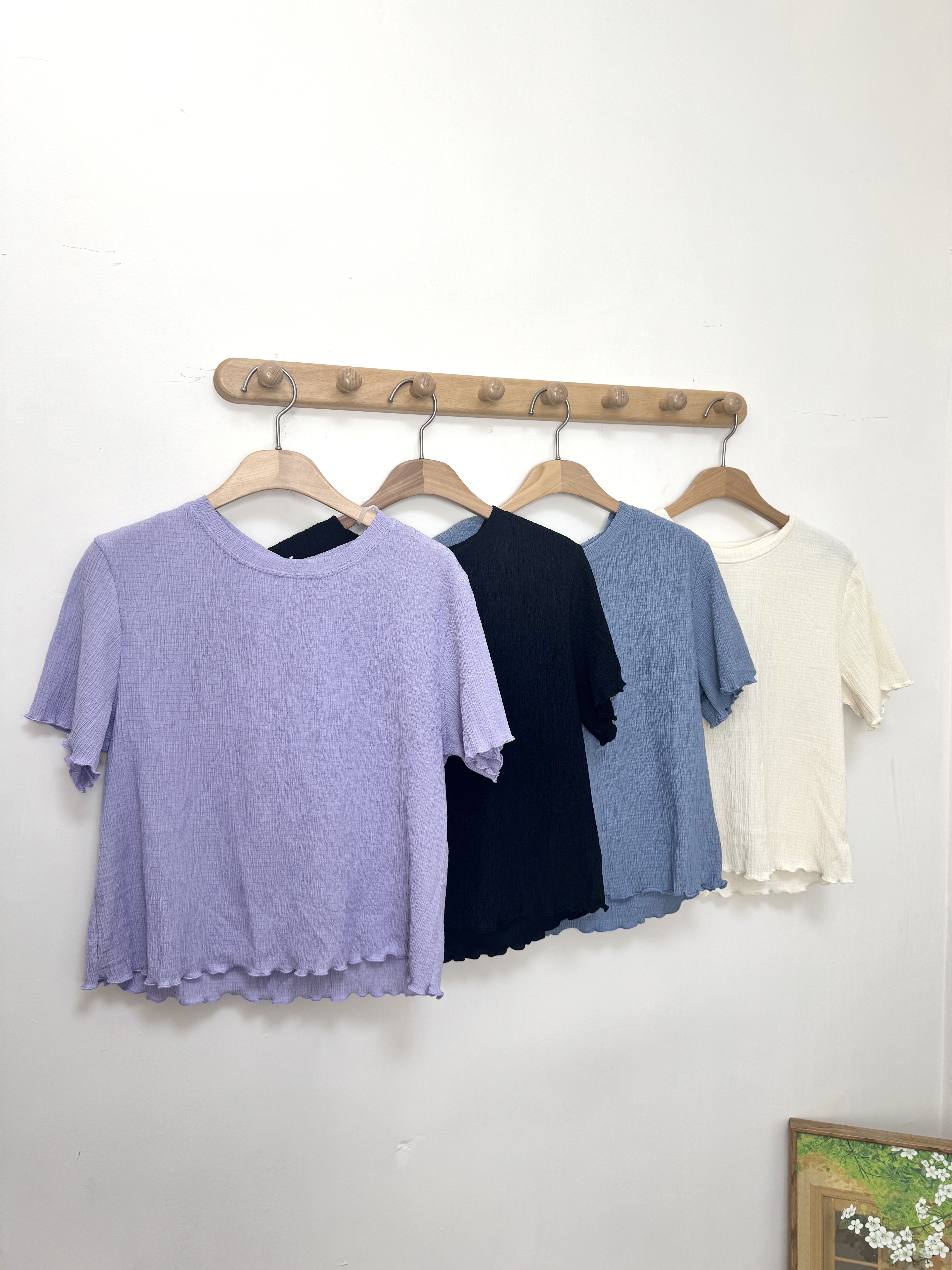 暗紋圓領薄身Top