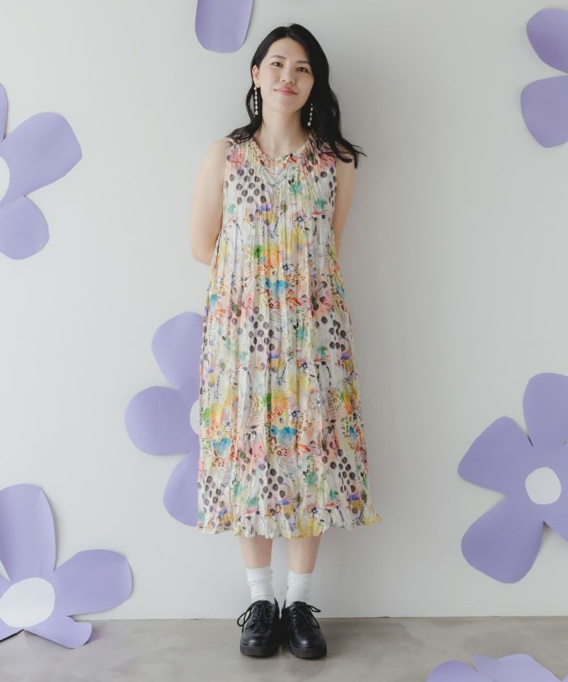 Scolar Floral Japanese Animal Seal Flower Fold Wrinkle OP