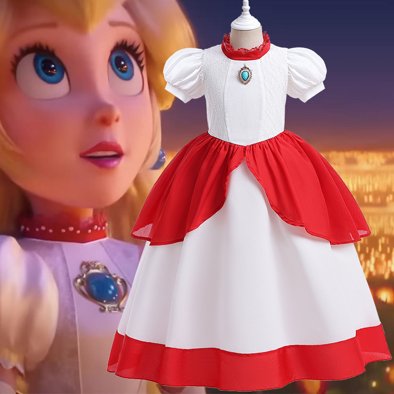 萬聖節 超級瑪利歐碧姬公主 長裙款白色 100-150cm MB16