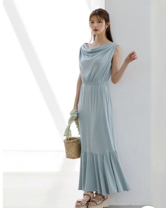 [預購] 折扣 SNIDEL 垂墜領口魚尾連身裙