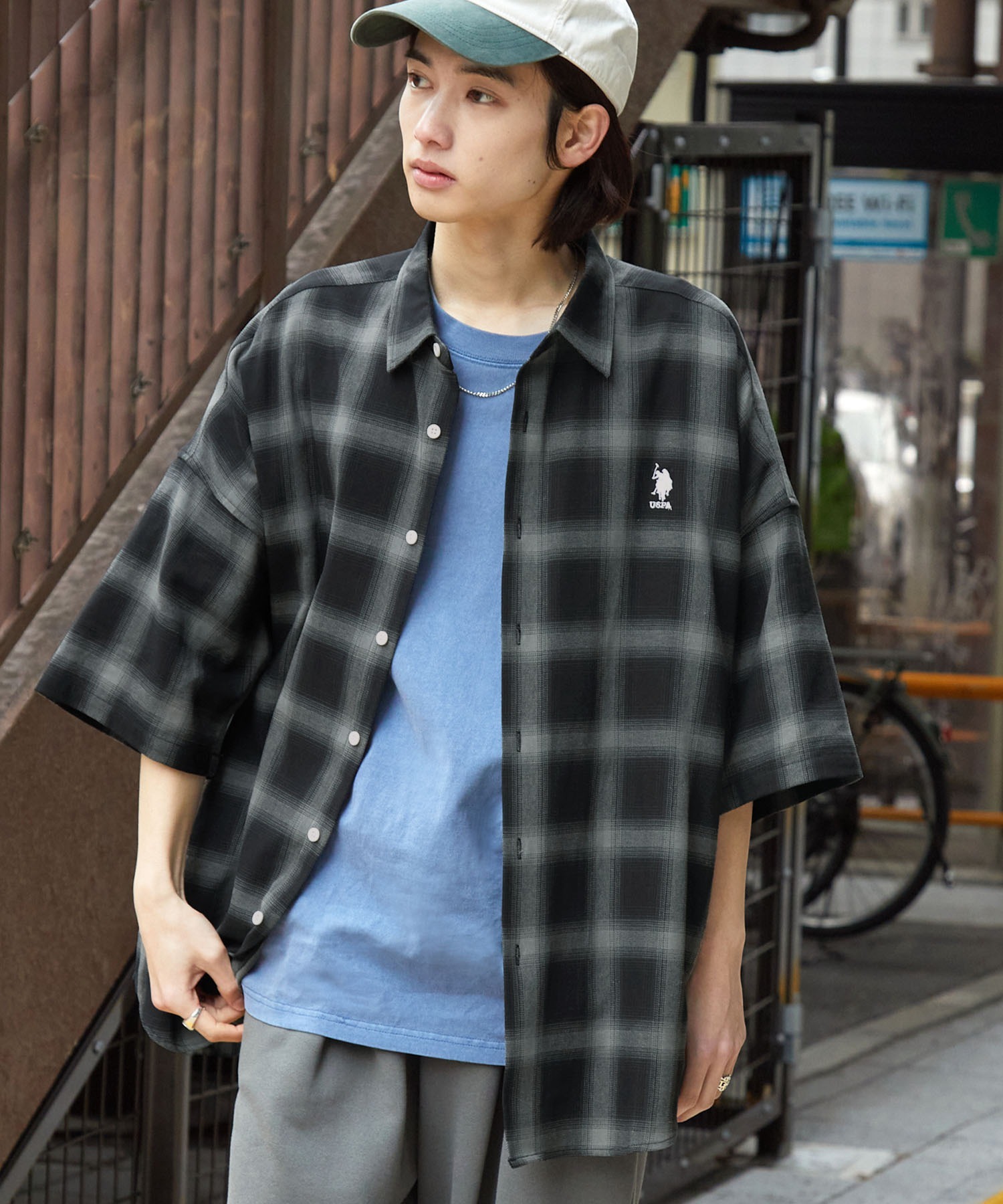 預購┃ U.S. POLO ASSN. 刺繡 寬鬆 格紋 直條 素色 短袖 襯衫