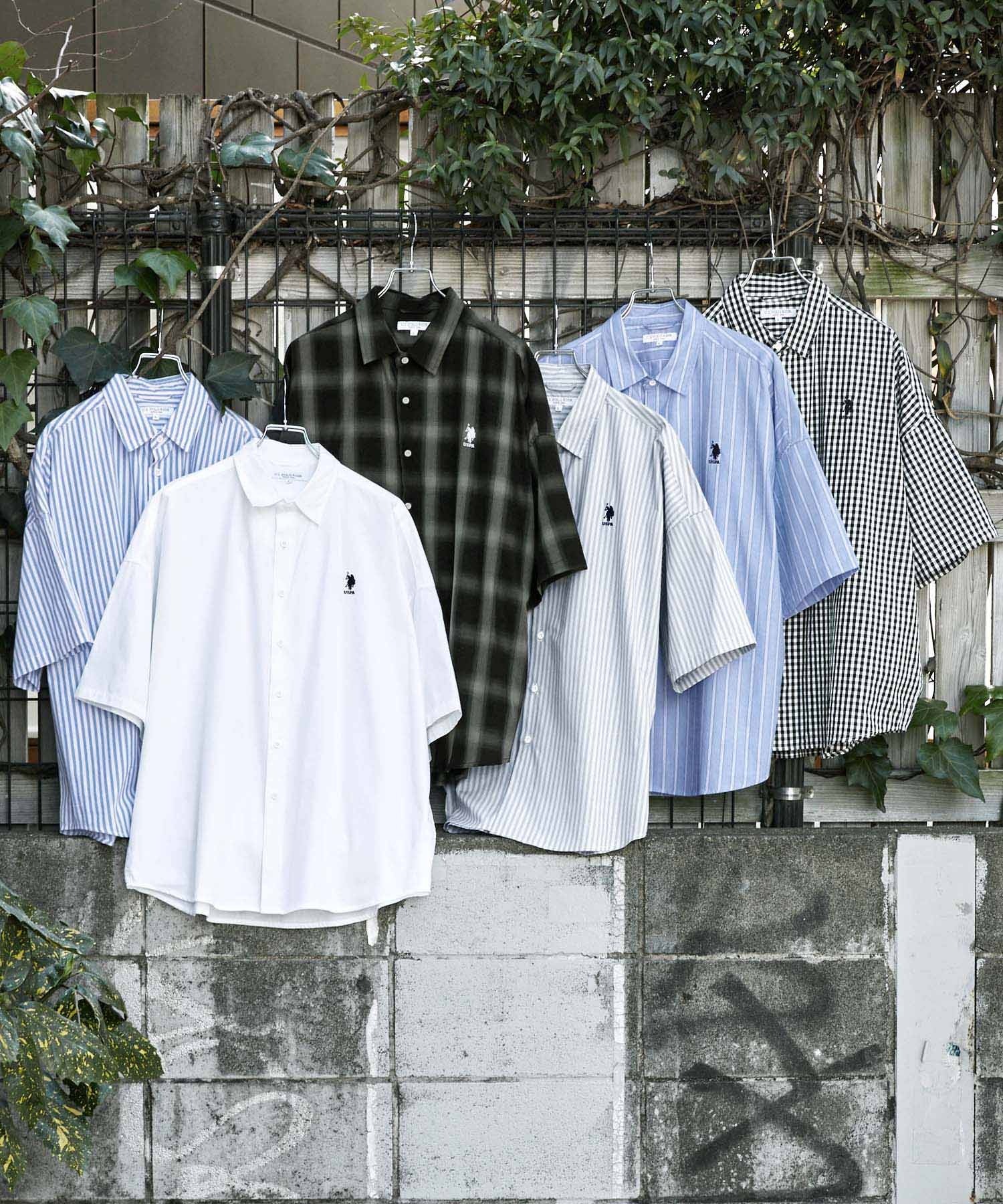 預購┃ U.S. POLO ASSN. 刺繡 寬鬆 格紋 直條 素色 短袖 襯衫