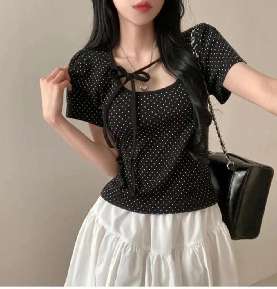 KR DOT RIBBON TEE (3 COLORS)