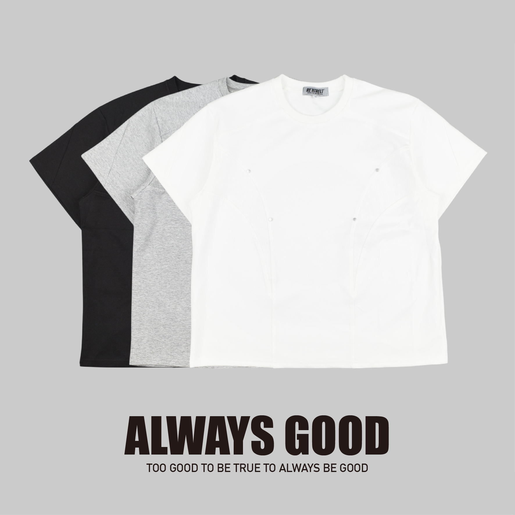 『Always_Good』基礎款 拼接 解構 鉚釘 短版 短T
