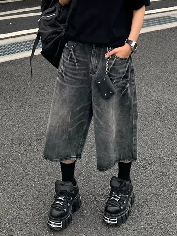 (GOAL) 美式刷色閃電闊腿七分褲 DC6305