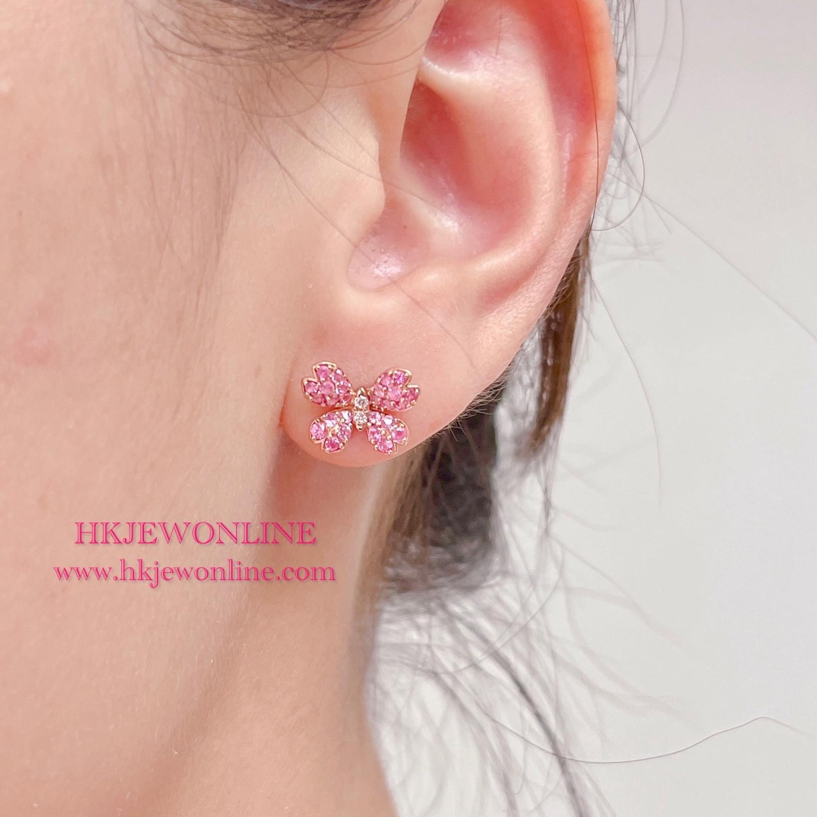 🦋 18K Rose Gold Pink Sapphire Diamond Butterfly Earrings