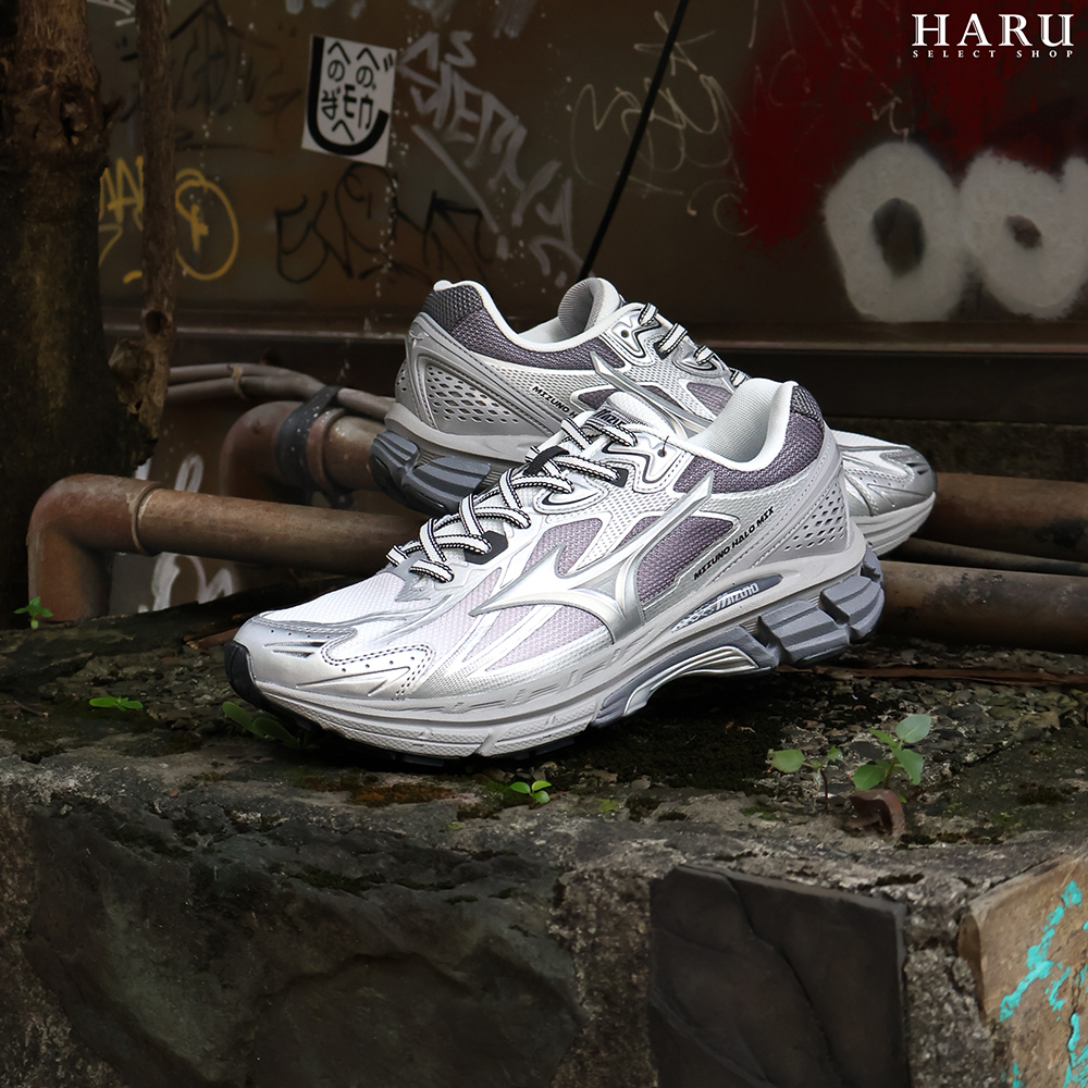 MIZUNO 美津濃HALO MIX Y2K 銀灰色復古慢跑鞋男女同款D1GH240817