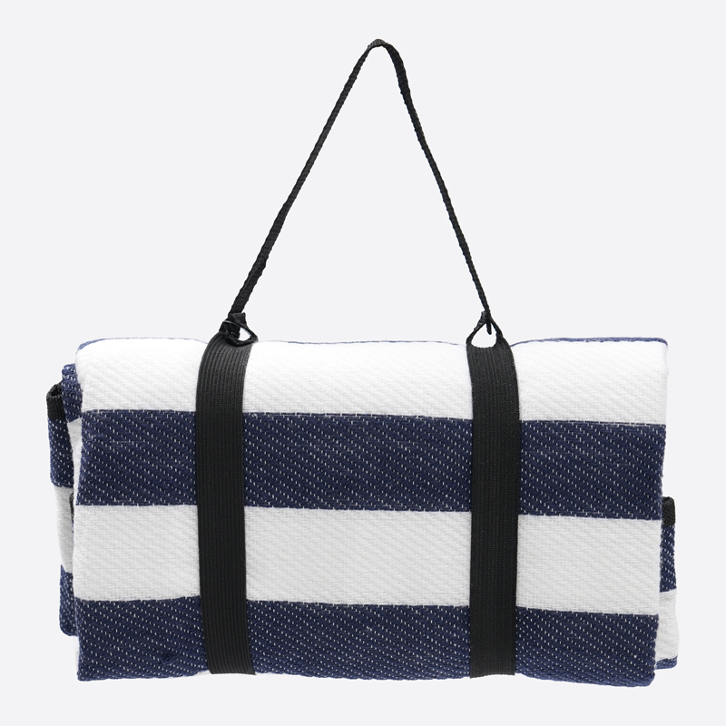 SP 附卡扣野餐墊/藍白粗條紋100×85×0.5cm