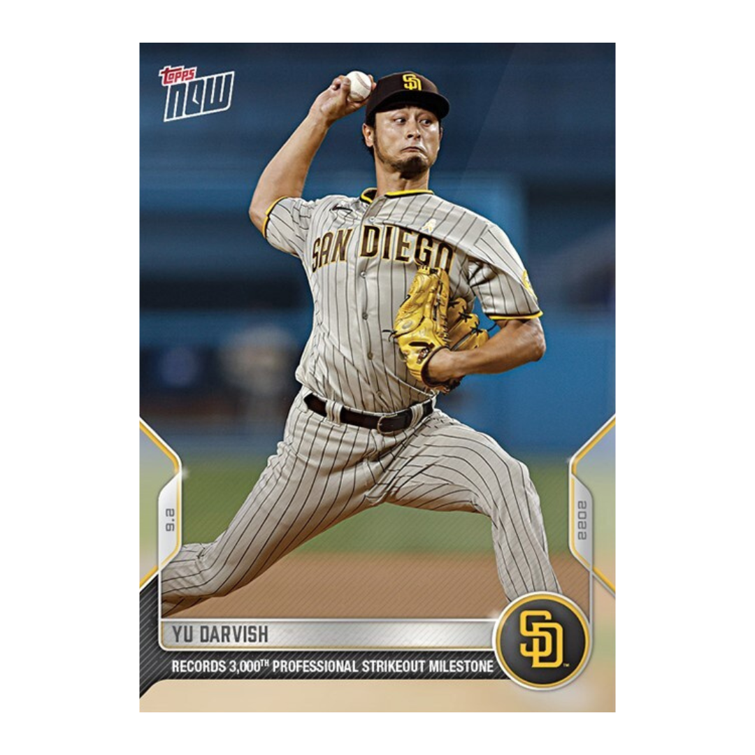 2022 MLB TOPPS NOW Yu Darvish  #829 3000 Professional Strikeouts Padres