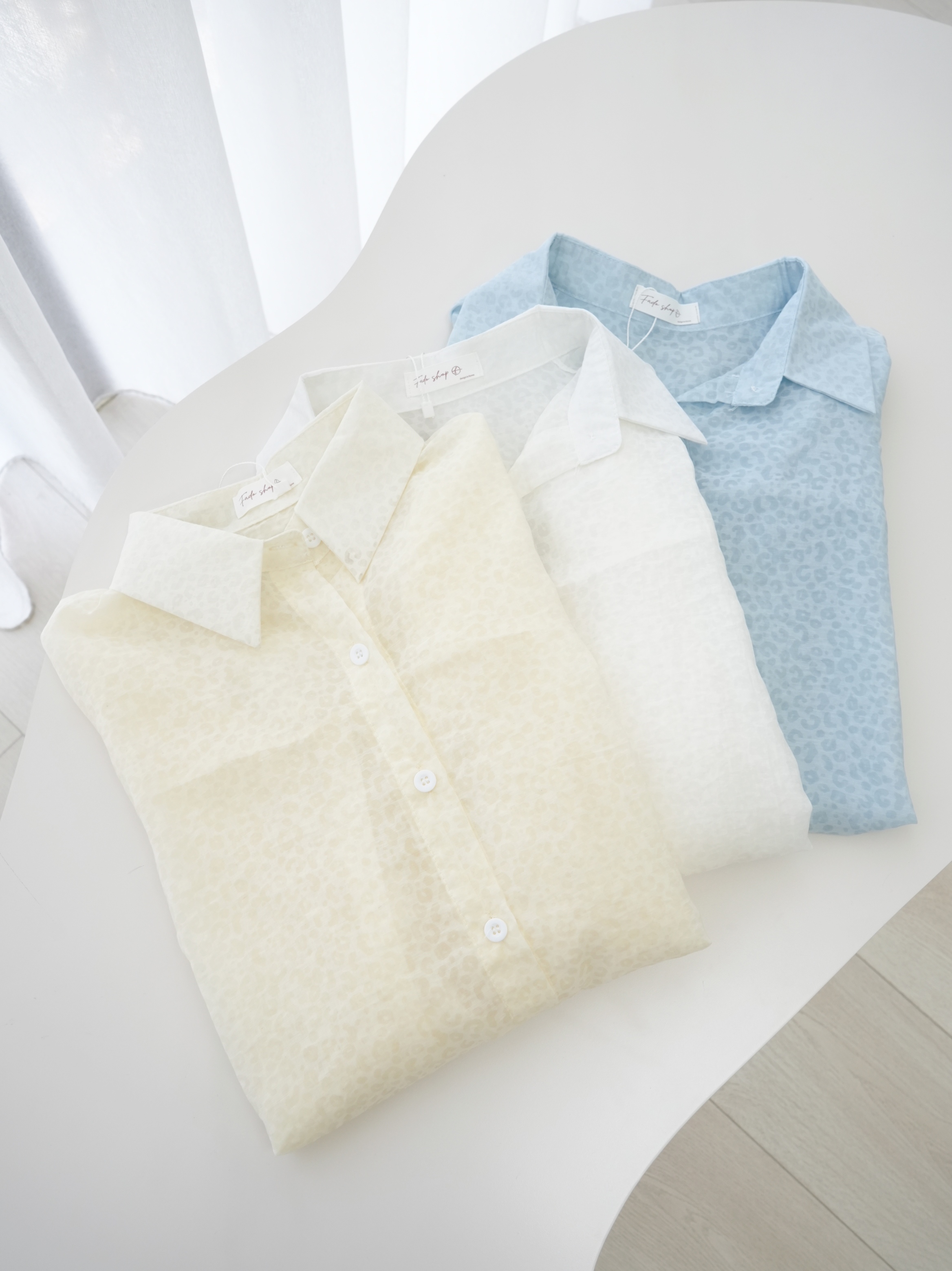 法朵Fado shop｜ 豹紋🐆長版透膚雪紡襯衫 3723033
