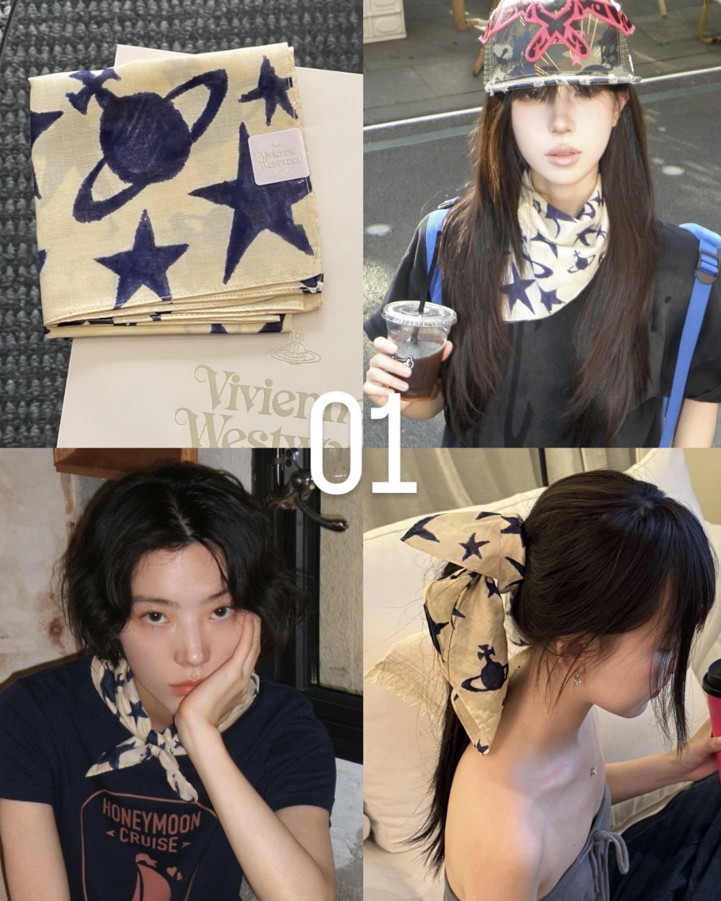 <超難買>vivienne Westwood  日本 純棉 土星 塗鴉 手帕 方巾 絲巾