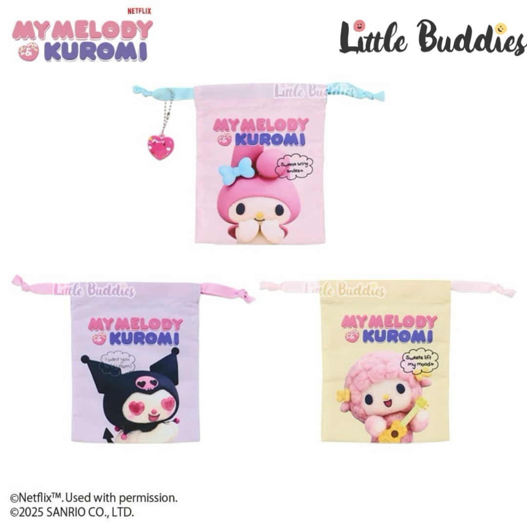 日本 Netflix x My Melody & Kuromi 動畫系列 - 束繩袋3件套