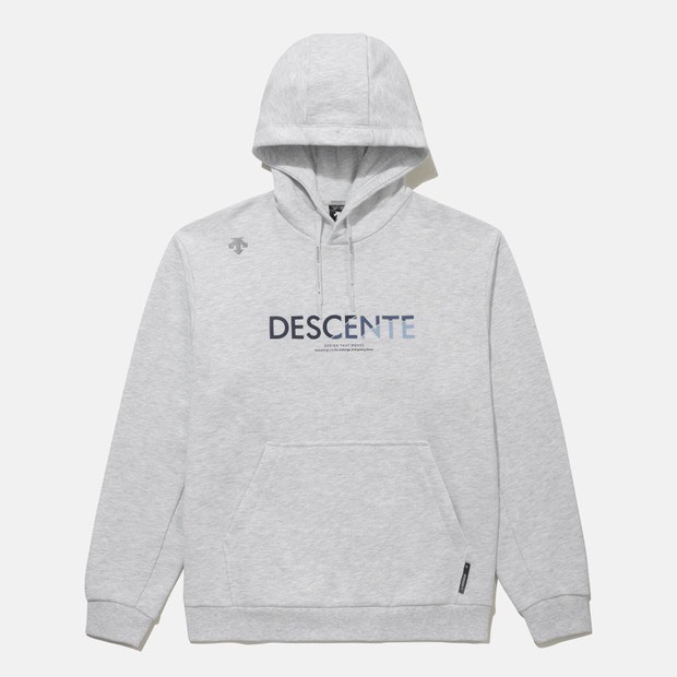 DESCENTE 迪桑特 經典字母LOGO款 帽TEE - 白灰色