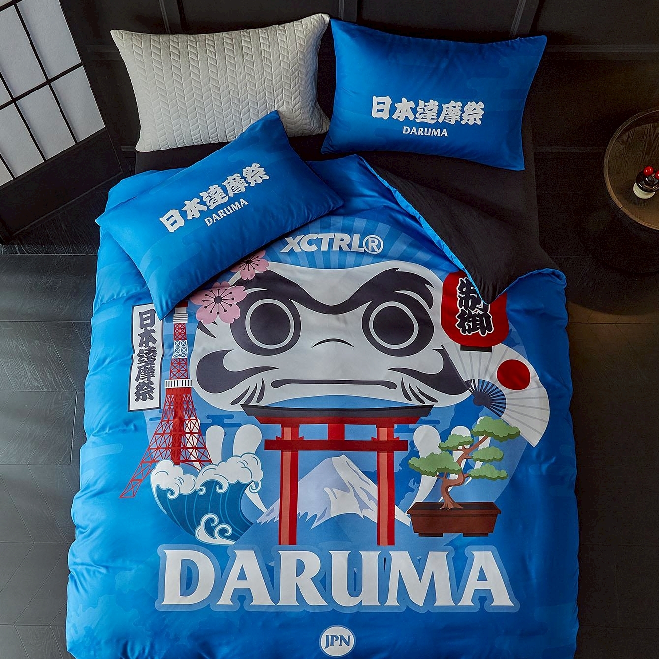 日本達摩祭四件套床包組-雙人(兩用被)