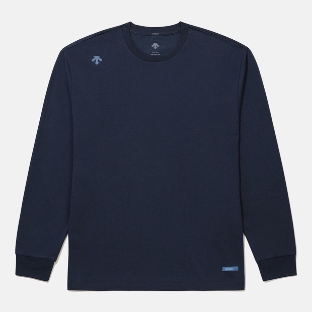 DESCENTE 迪桑特 經典 小LOGO款 背後字母 長袖 - 深藍色 (秋冬早鳥優惠預購)