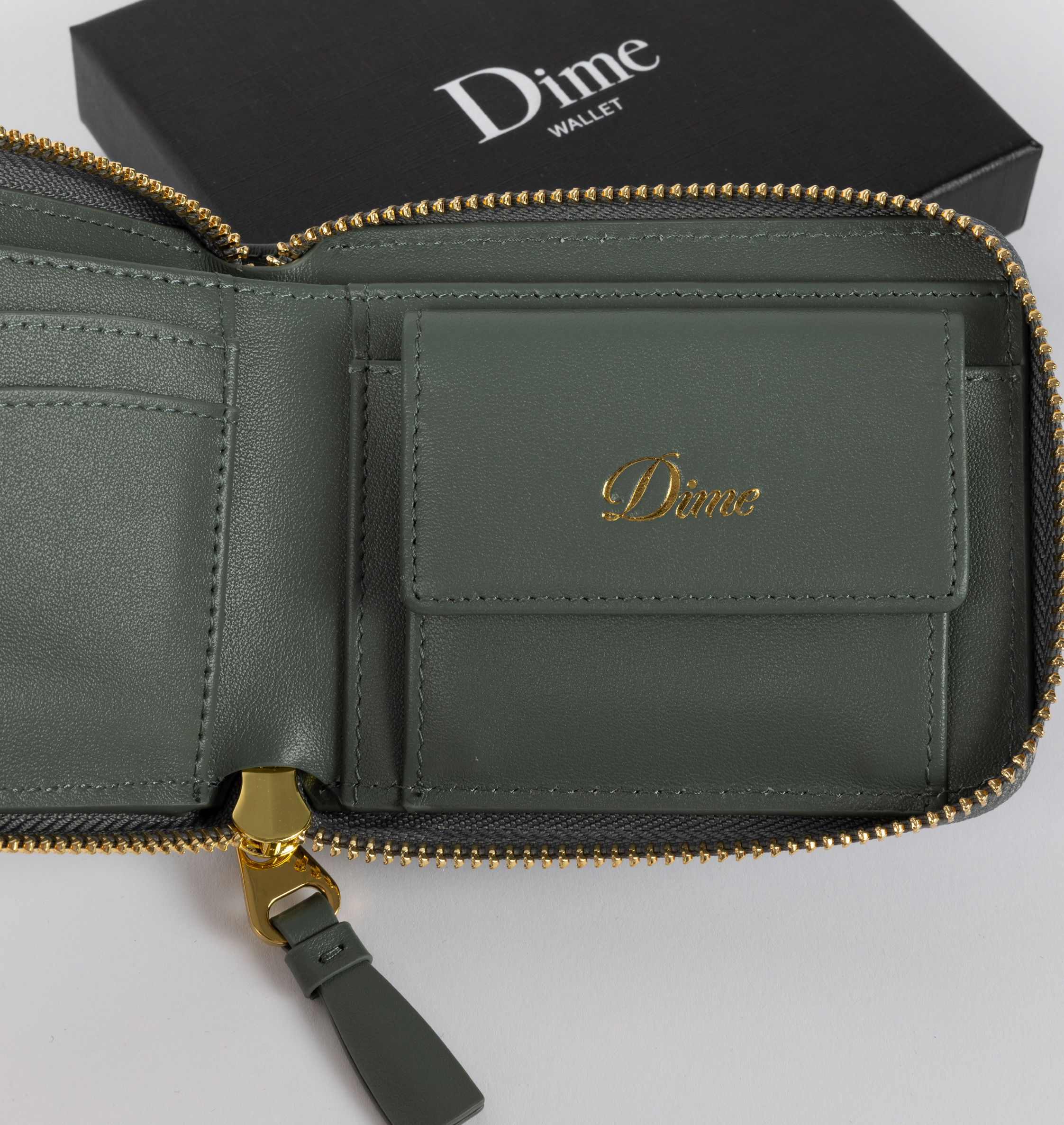 DIME｜Cursive Zip Wallet "Slate Green"