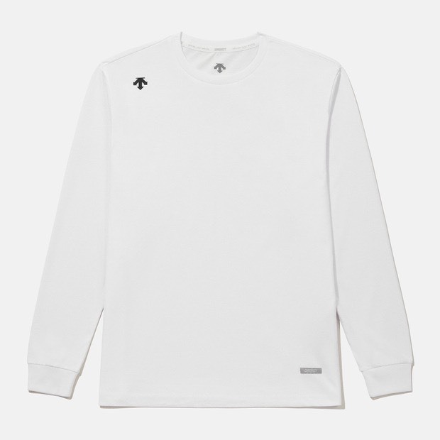 DESCENTE 迪桑特 經典 小LOGO款 背後字母 長袖 - 經典白 (秋冬早鳥優惠預購)