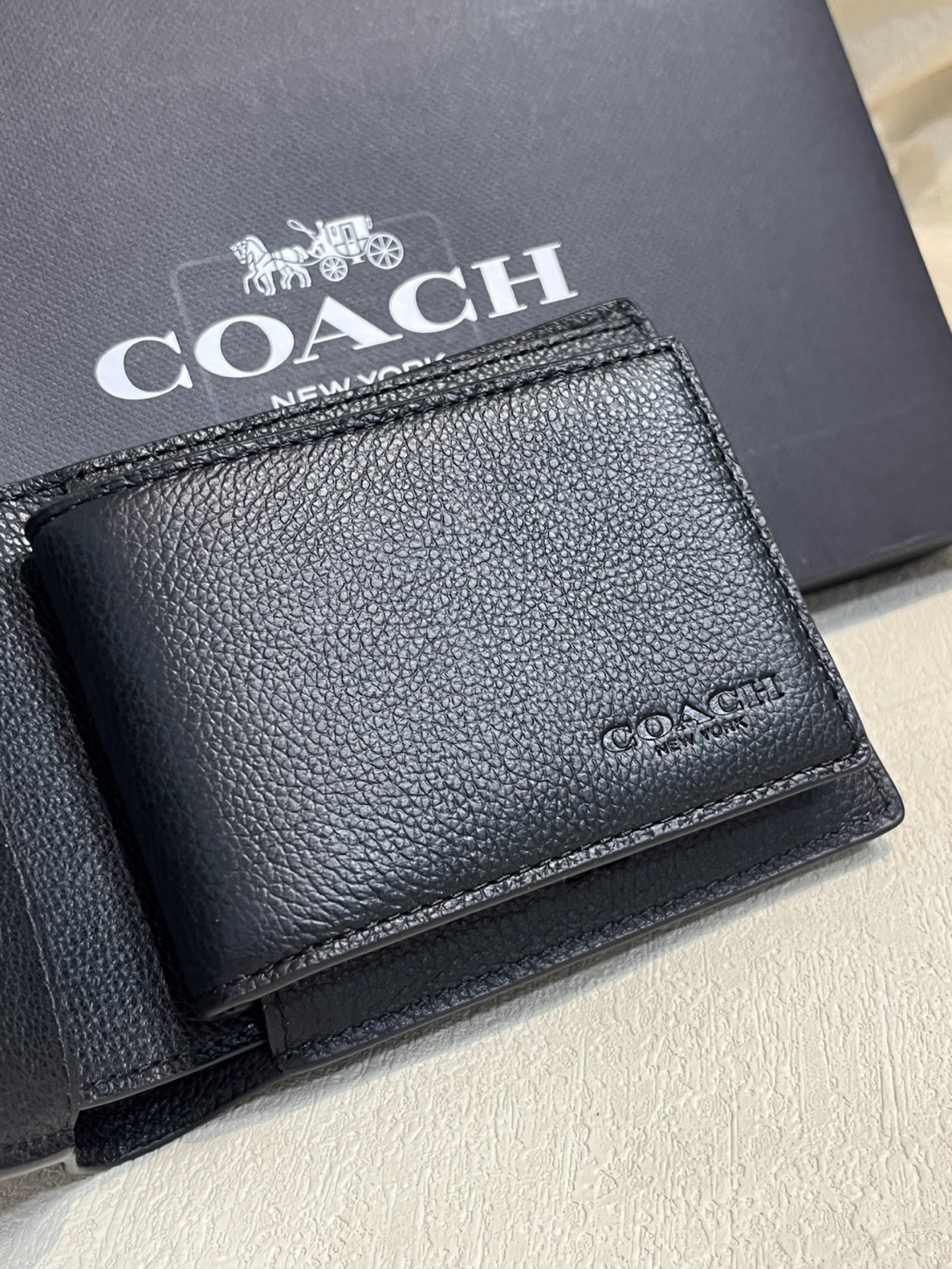 COACH WALLET 三合一 男款 黑色 牛皮 錢包 含禮盒
