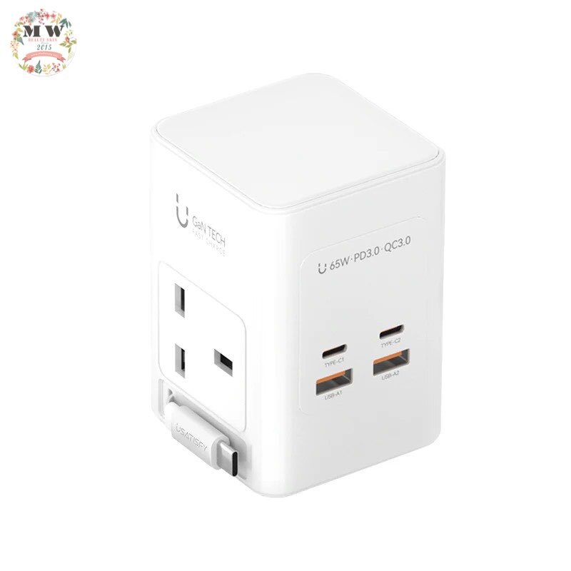 美國 USATISFY |GaN Master 65W 氮化鎵全快充7口智控安規伸縮充電線收納迷你拖板