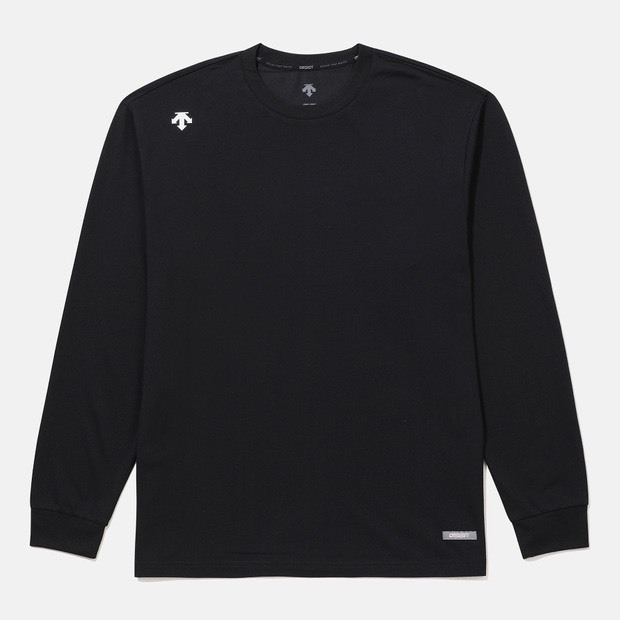 DESCENTE 迪桑特 經典 小LOGO款 背後字母 長袖 - 經典黑 (秋冬早鳥優惠預購)