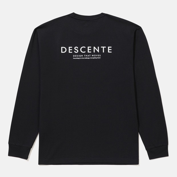 DESCENTE 迪桑特 經典 小LOGO款 背後字母 長袖 - 經典黑 (秋冬早鳥優惠預購)