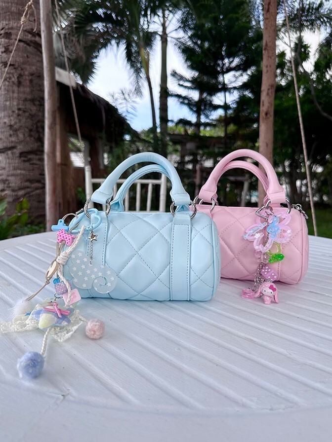 ArtByTastybabe 菱格圓筒 波士頓包 手提 肩背兩用