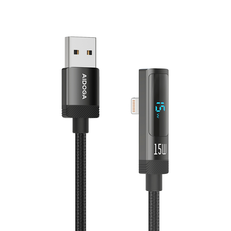 【美國跨境】AIDOGA 艾迪伽 iPhone/Lightning充電線傳輸線快充線 L型彎頭 數顯 FlexiPro系列 1.2M