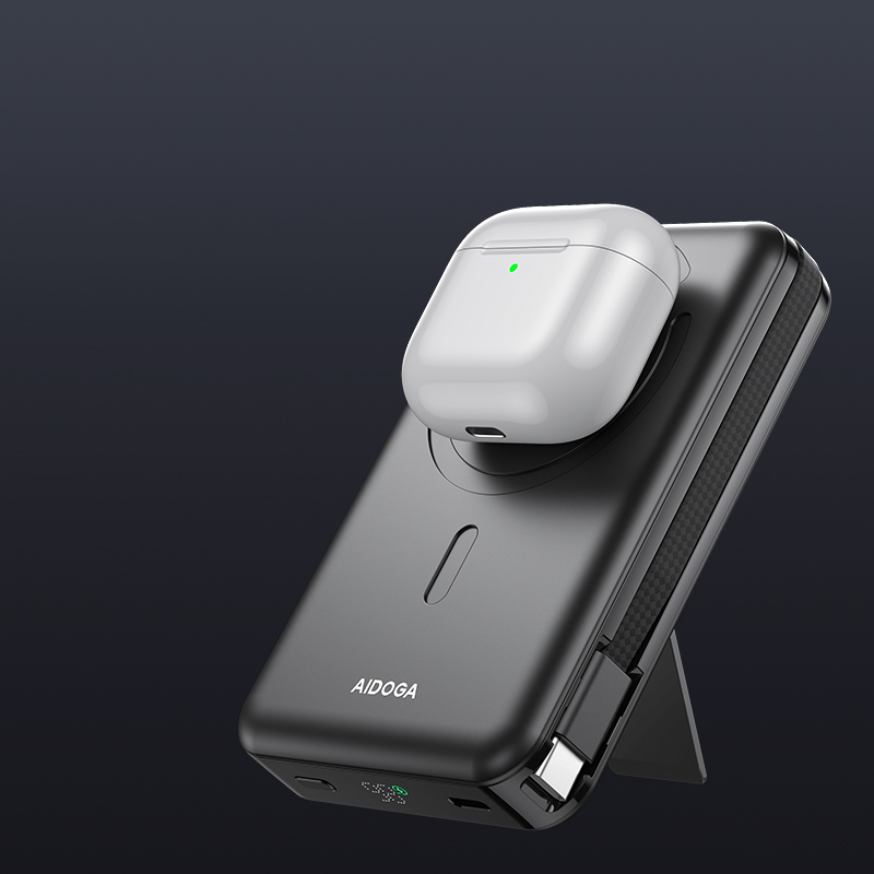 【美國跨境】AIDOGA 艾迪伽 Qi2 10000mAh 可上飛機 磁吸無線充電行動電源手機支架充電線 兼容Magsafe PowerMag