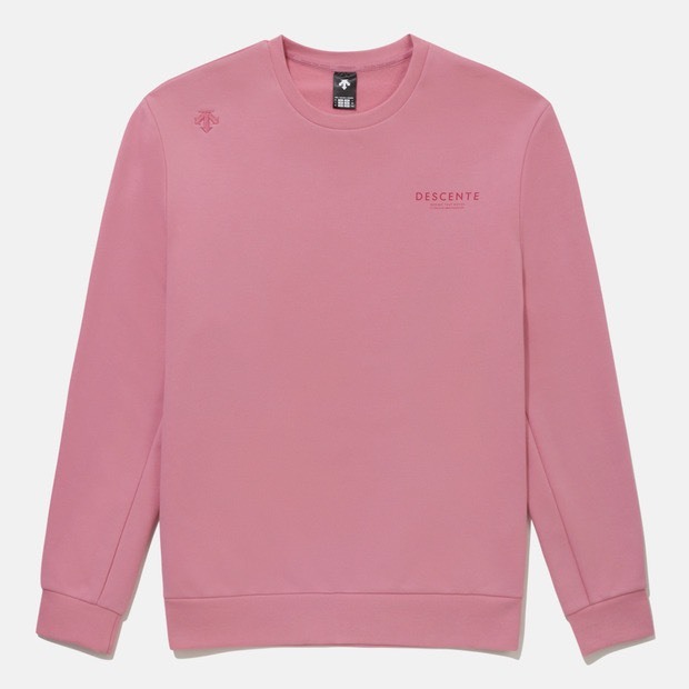 DESCENTE 迪桑特 經典 刺繡 小LOGO款 大學TEE - 粉色 (秋冬早鳥優惠預購)