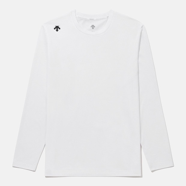 DESCENTE 迪桑特 經典 小LOGO款 長袖 - 經典白 - (秋冬早鳥優惠預購)