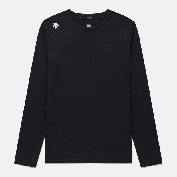 DESCENTE 迪桑特 經典 小LOGO款 長袖 - 經典黑 - (秋冬早鳥優惠預購)