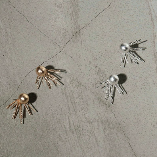 磨砂金屬質感流星雨耳環