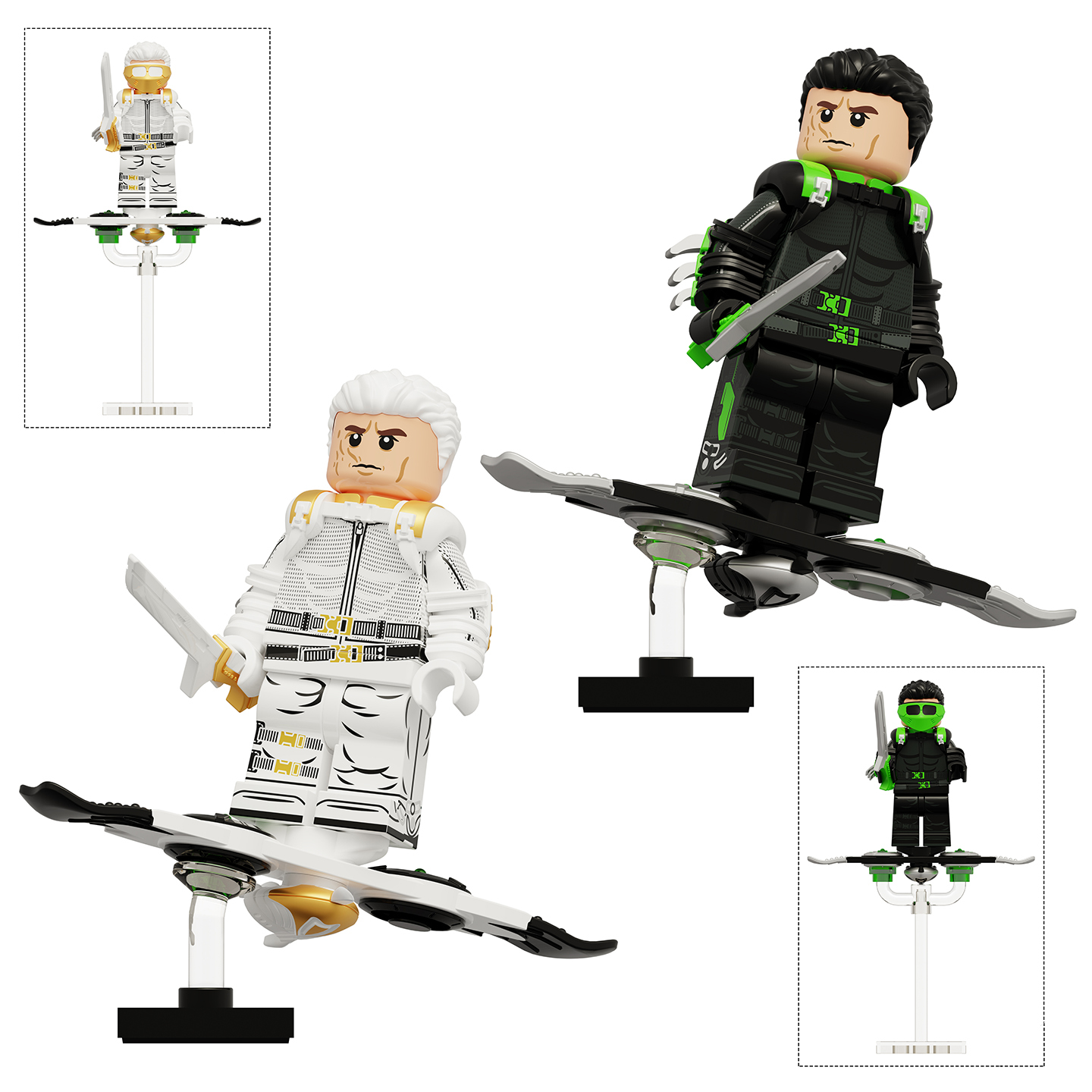 Spider-Man Green Goblin Custom Minifigures Set fit Lego LK0001-LK0002